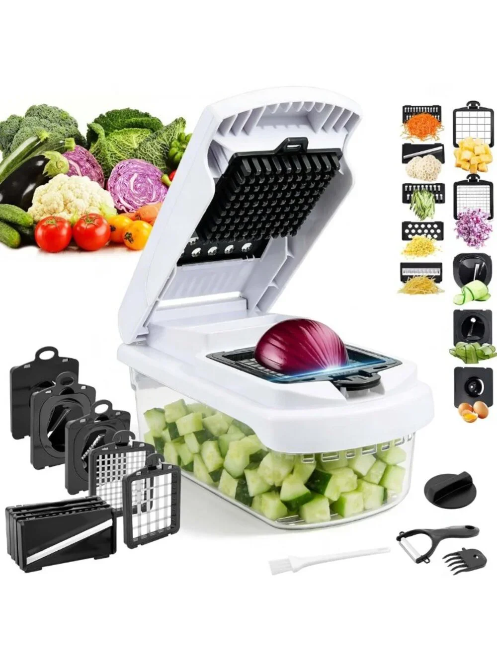 Versatile 18-in-1 Vegetable Chopper & Mandoline Slicer - Food Prep Tool, Dicer